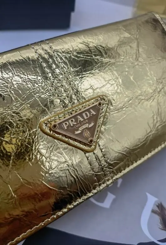 Prada Saffiano Leather Long Wallet Shiny Golden 2026 | Drip Kickz Prada Saffiano Leather Long Wallet Shiny Golden - Image 3