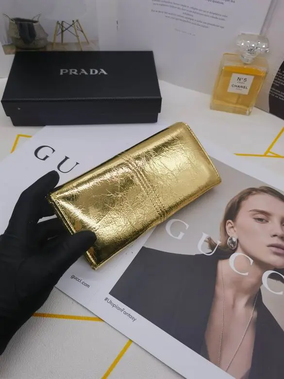 Prada Saffiano Leather Long Wallet Shiny Golden 2026 | Drip Kickz Prada Saffiano Leather Long Wallet Shiny Golden - Image 2