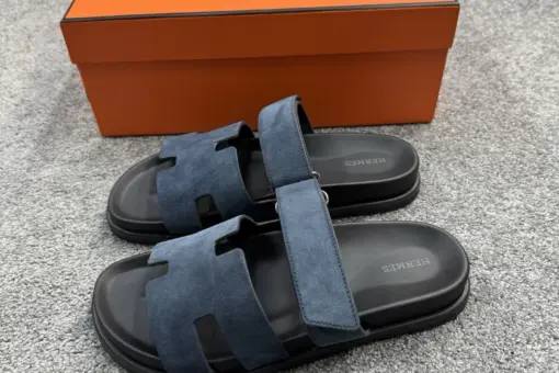 Hermès Suede Chypre Sandals Bleu Turquin