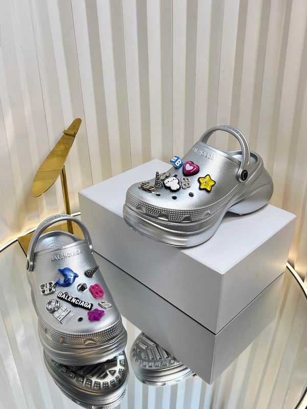 Balenciaga Grey Mules Removable Logo Charms 2026 | Drip Kickz Balenciaga Grey Mules Removable Logo Charms - Image 2