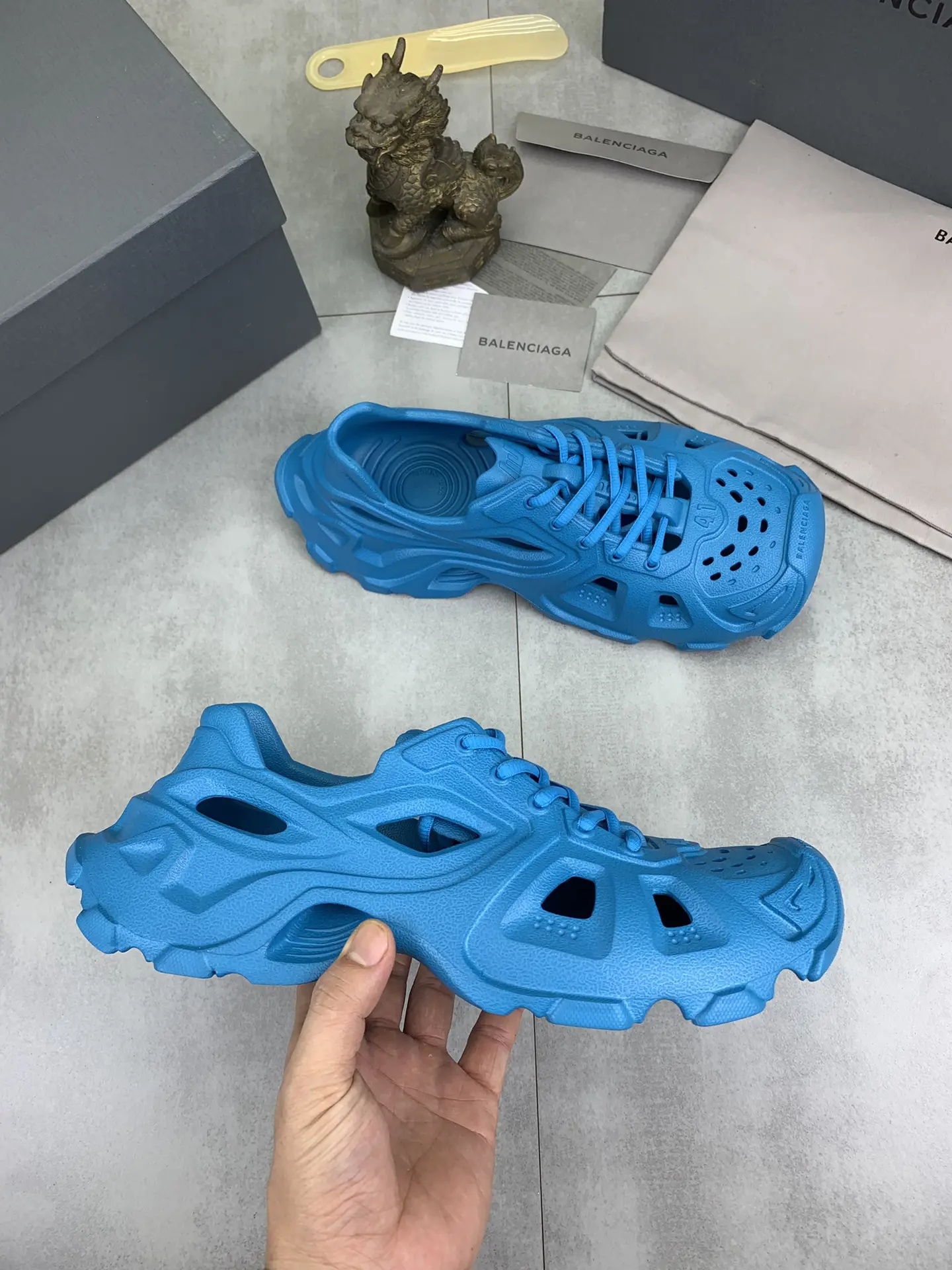 Balenciaga Men’s Hd Lace-Up Sneakers Blue Rubber 2026 | Drip Kickz Balenciaga Men’s Hd Lace-Up Sneakers Blue Rubber - Image 2