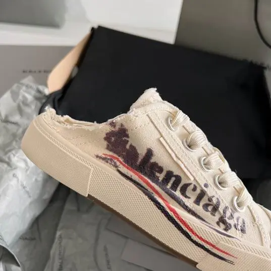 Balenciaga 20mm Political Logo Cotton Mules White 2026 | Drip Kickz Balenciaga 20mm Political Logo Cotton Mules White - Image 2