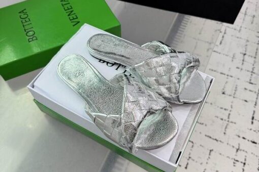 Bottega Veneta Blink Flat Mule Silver