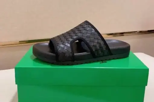 Bottega Veneta Embossed Slides Black