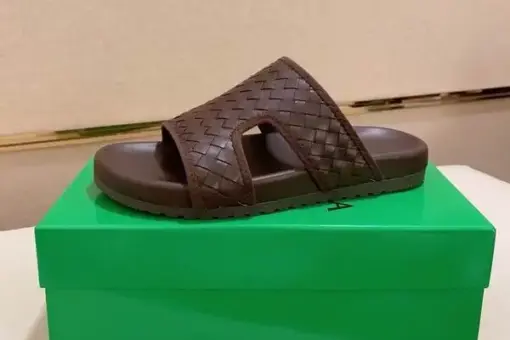 Bottega Veneta Embossed Slides Brown