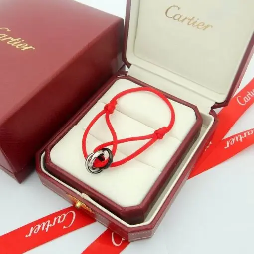 Trinity Cord Bracelet Featuring Three Interlocking Rings Red 2026 | Drip Kickz Trinity Cord Bracelet Featuring Three Interlocking Rings Red