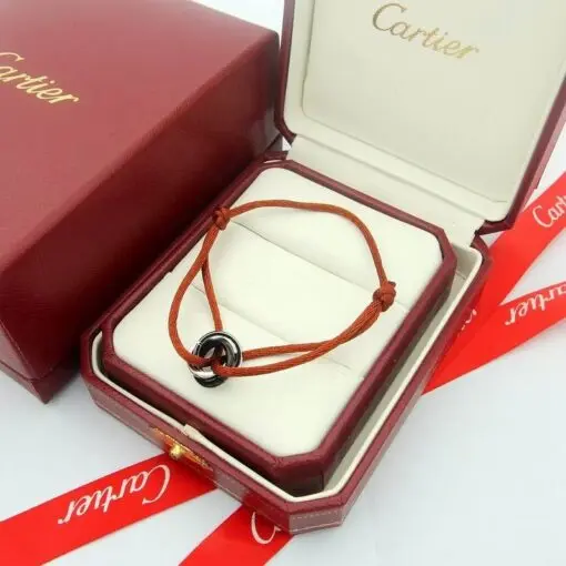 Trinity Cord Bracelet Featuring Three Interlocking Rings Brown 2026 | Drip Kickz Trinity Cord Bracelet Featuring Three Interlocking Rings Brown