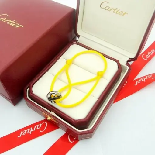 Trinity Cord Bracelet Featuring Three Interlocking Rings Yellow 2026 | Drip Kickz Trinity Cord Bracelet Featuring Three Interlocking Rings Yellow