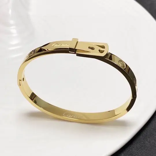Gold-Tone Bangle Bracelet Belt-Style Buckle Closure 2026 | Drip Kickz Gold-Tone Bangle Bracelet Belt-Style Buckle Closure