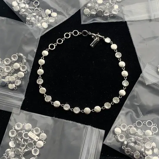 White Gold-Tone Station Bracelet Alternating Solid Discs & Bezel-Set Crystals 2026 | Drip Kickz White Gold-Tone Station Bracelet Alternating Solid Discs & Bezel-Set Crystals