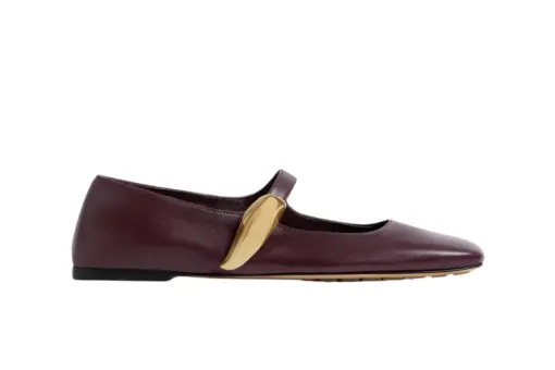 Bottega Veneta Charlotte Mary-Jane Ballerina Deep Mahogany