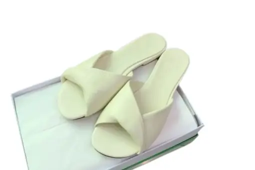 Bottega Veneta Blink Intrecciato Leather Flat Mules White