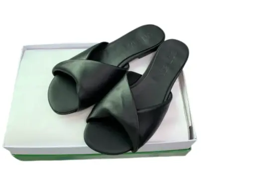 Bottega Veneta Blink Intrecciato Leather Flat Mules Black