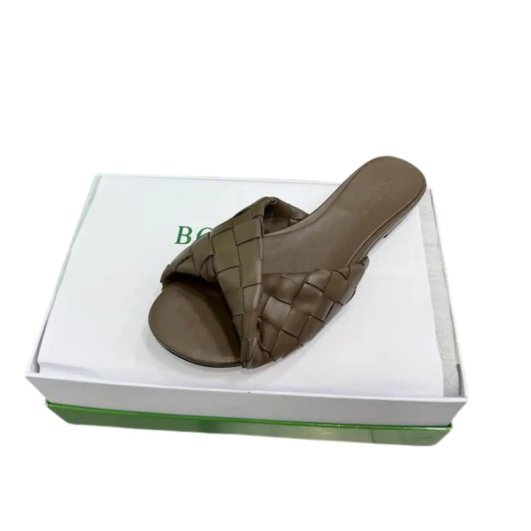 Bottega Veneta Blink Intrecciato Leather Flat Mules Brown/Khaki 2026 | Drip Kickz Bottega Veneta Blink Intrecciato Leather Flat Mules Brown/Khaki