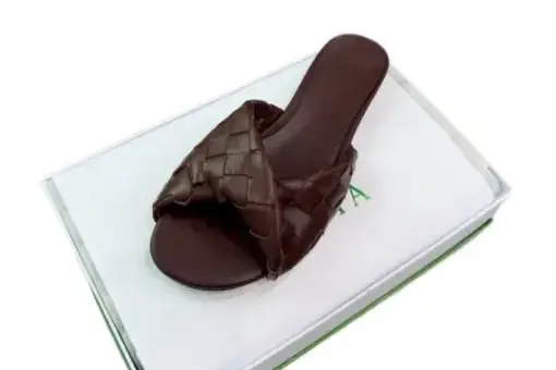 Bottega Veneta Blink Intrecciato Leather Flat Mules Dark Brown