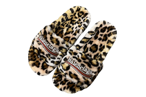Balenciaga Leopard Print Fur Slides