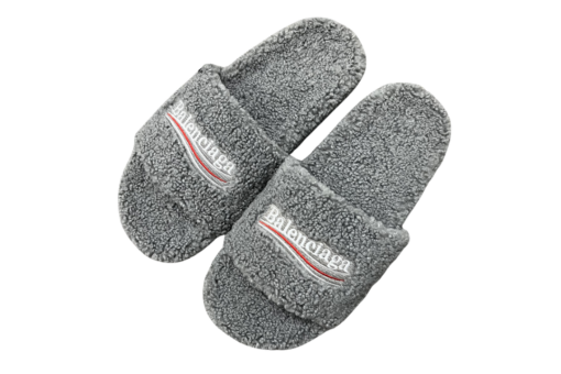 Balenciaga Grey Furry House Slides