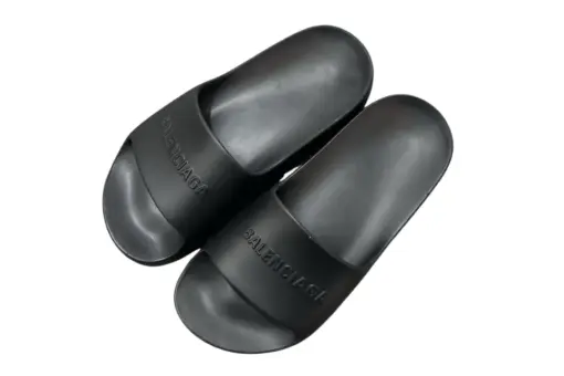 Balenciaga Pool Slide Sandals Black Rubber