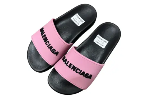 Balenciaga Pool Slide Sandals Light Pink Black Rubber