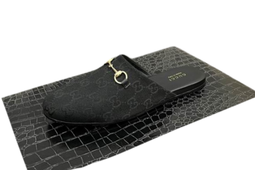 Supreme Motif And Classic Horsebit Black Slipper