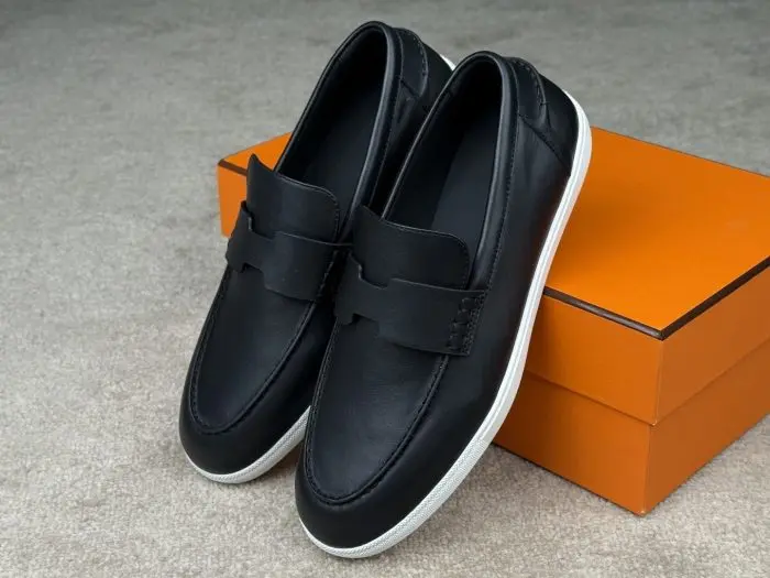 Hermes Job Black Loafers Calfskin With White Rubber Sole 2026 | Drip Kickz Hermes Job Black Loafers Calfskin With White Rubber Sole - Image 2