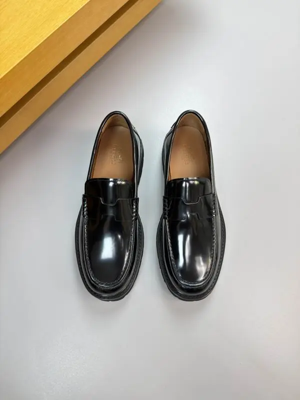 Hermes Black Calfskin Penny Loafers Thick Lug Sole 2026 | Drip Kickz Hermes Black Calfskin Penny Loafers Thick Lug Sole - Image 2