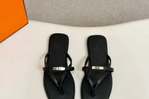 Hermès Leather Slipper Black