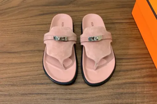 Hermes Empire Sandals Suede Pink