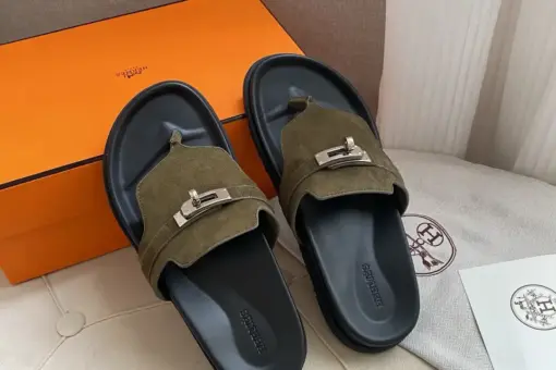 Hermes Empire Sandals Suede Black