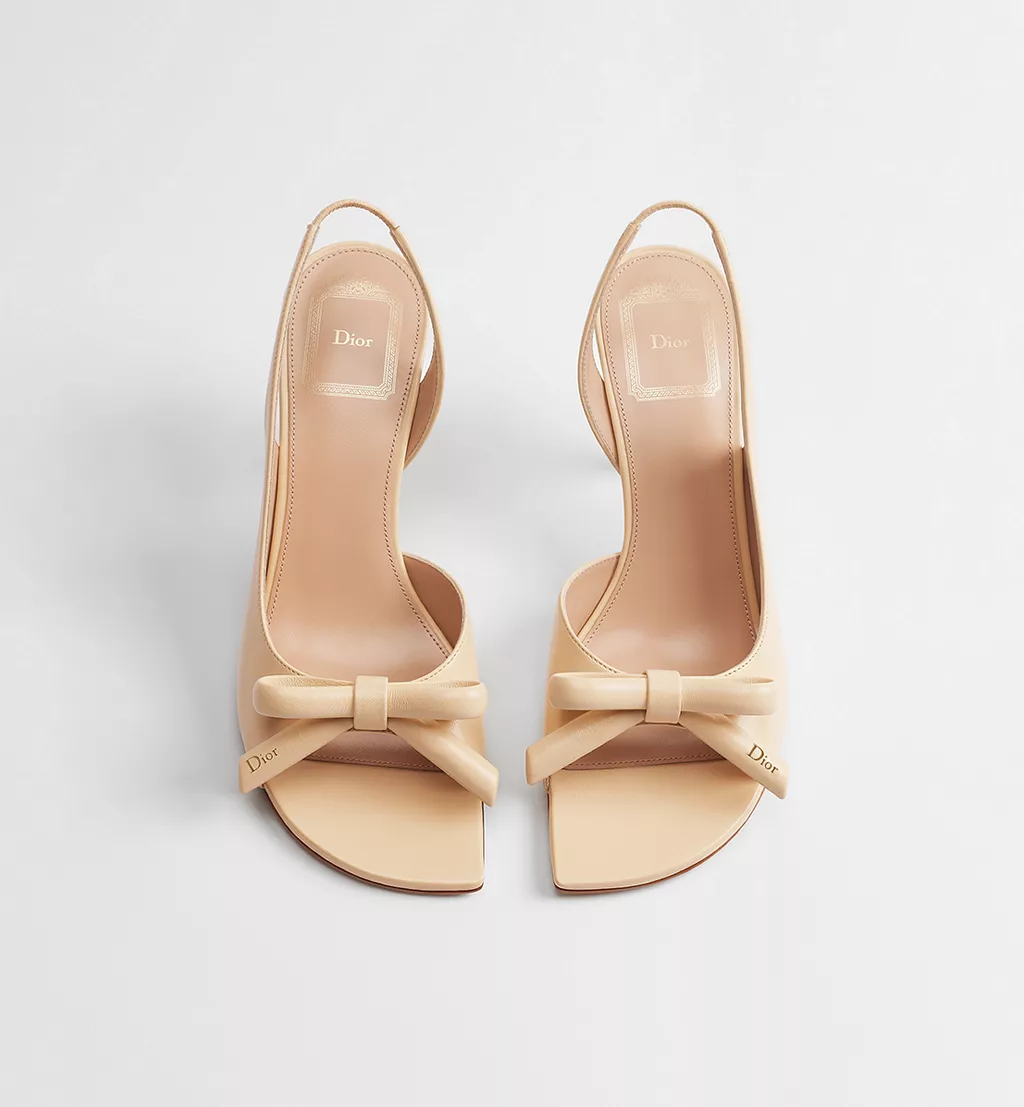 Bow Heeled Slingback Sandal Ecru Lambskin 2026 | Drip Kickz Bow Heeled Slingback Sandal Ecru Lambskin - Image 2