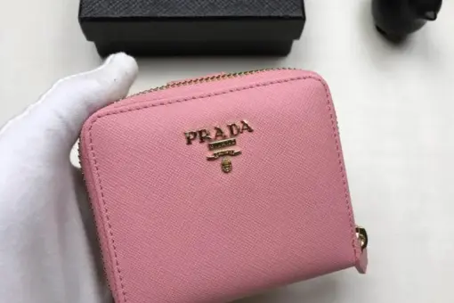 Prada Saffiano Bi-fold Wallet Leather Pink