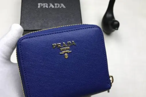 Prada Blue Bi-Fold Zip Wallet