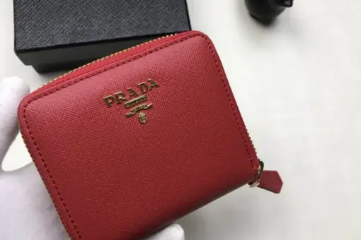 Prada Saffiano Bi-fold Wallet Red Leather
