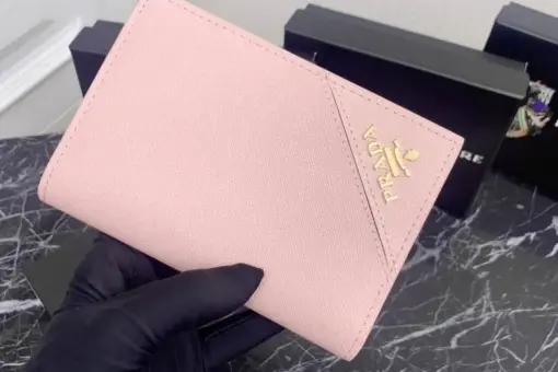 Prada Saffiano Leather Wallet 10cm Pink