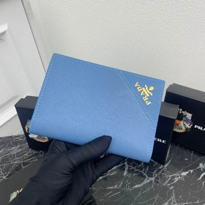Prada Saffiano Leather Wallet 10cm Sky Blue 2026 | Drip Kickz Prada Saffiano Leather Wallet 10cm Sky Blue