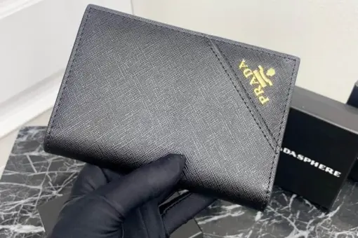 Prada Saffiano Leather Wallet 10cm Black
