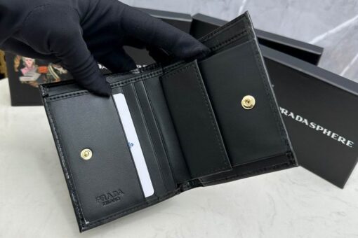 Prada Diamond Quilted Compact Wallet Black