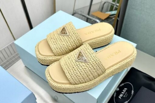 Prada Crochet flatform slides yellow - 35