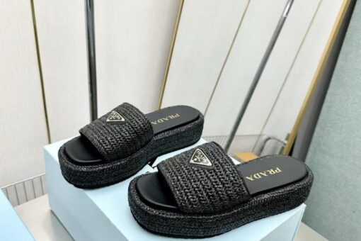 Prada Crochet flatform slides black - 35