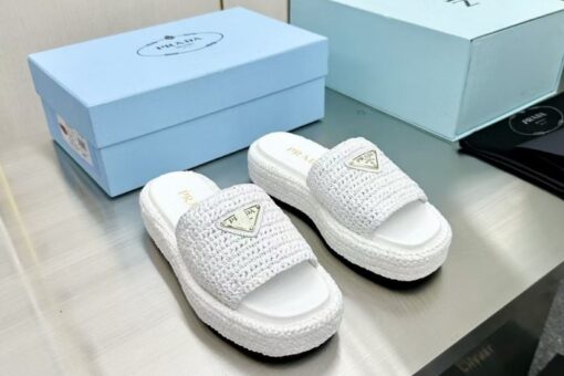 Prada Crochet flatform slides white - 35