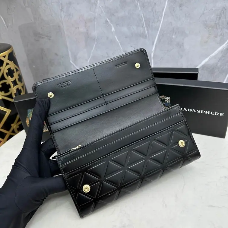 Prada Large Triangle-Motif Leather Wallet Black 2026 | Drip Kickz Prada Large Triangle-Motif Leather Wallet Black - Image 2