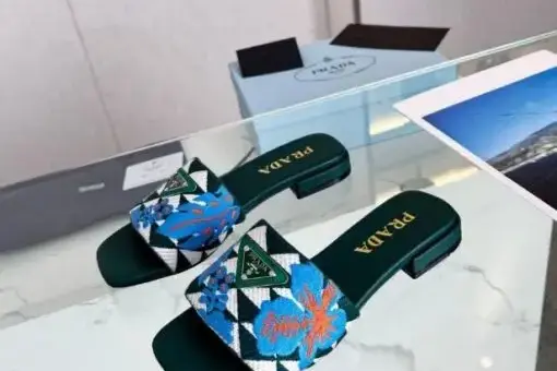 Prada Quilted Nappa Leather Slides Moos Green - 38