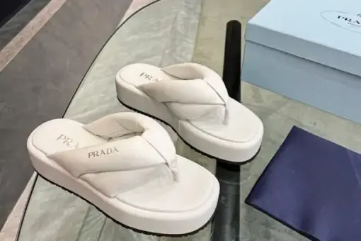 Prada Quilted Nappa Leather Slides White - 36