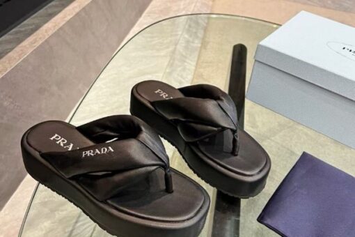 Prada Quilted Nappa Leather Slides Black