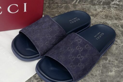 Men’s Slide Sandal Blue Suede