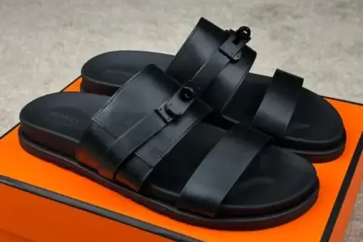 Hermes Jackson Sandals Black Epsom Calfskin