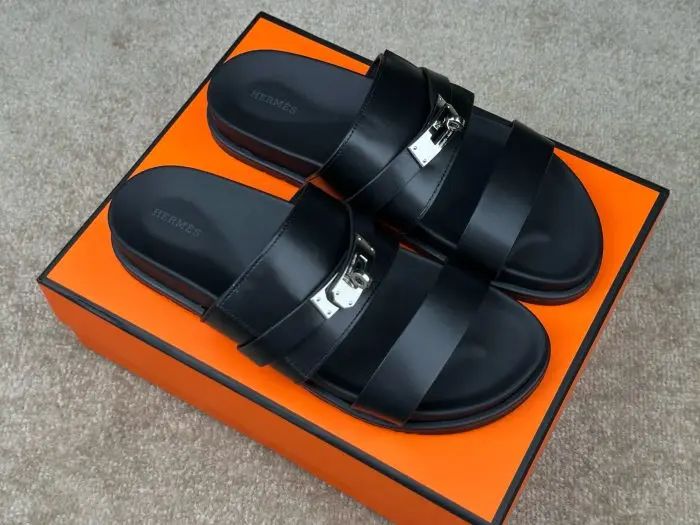 Hermes Jackson Sandals Black Epsom Calfskin Silver 2026 | Drip Kickz Hermes Jackson Sandals Black Epsom Calfskin Silver - Image 2