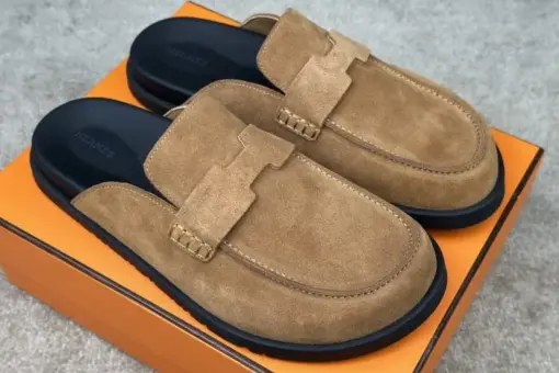 Hermes Mule Slipper Brown Leather