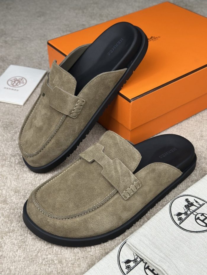 Hermes Mule Slipper Khaki Suede Leather 2026 | Drip Kickz Hermes Mule Slipper Khaki Suede Leather - Image 2