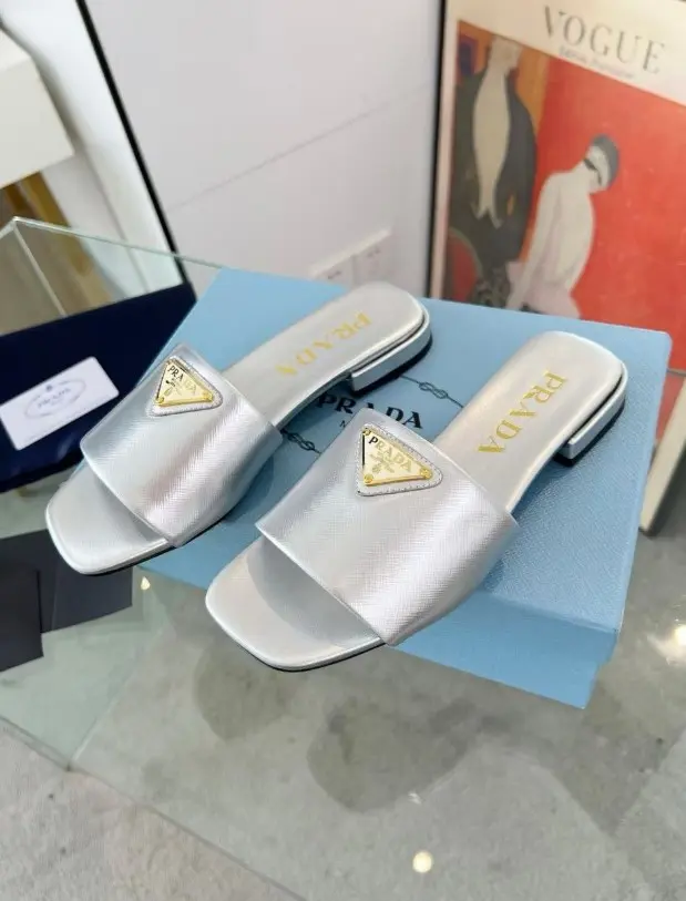 Prada Saffiano patent leather slides grey 2026 | Drip Kickz Prada Saffiano patent leather slides grey - Image 2